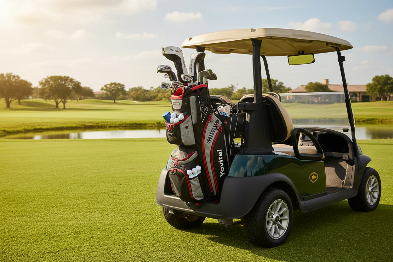 14 Way Golf Cart Bag - Lifestyle (Black/Grey/Red)