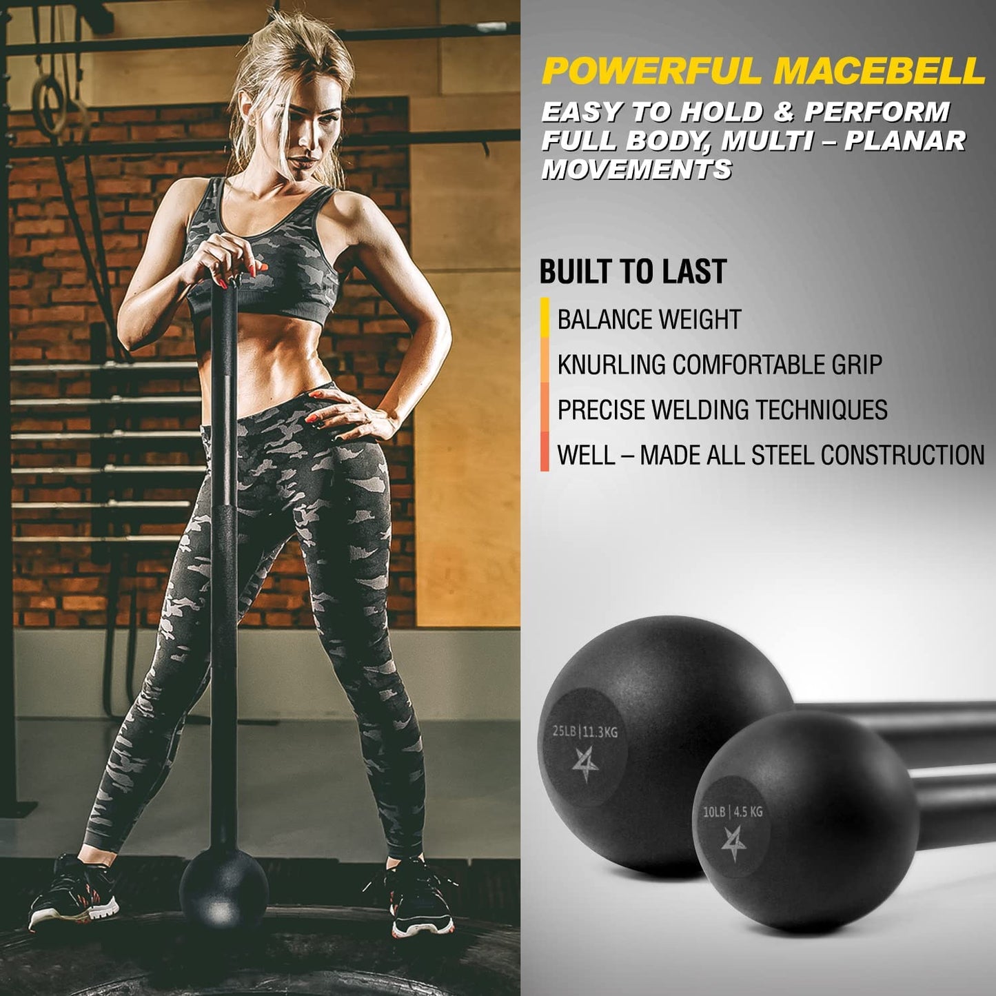 Steel Mace Bell for Comprehensive Strength Training - Versatile Weights for Full Body, Shoulders, Grips, and Forearms Workouts (5 to 30 LB) for Men and Women