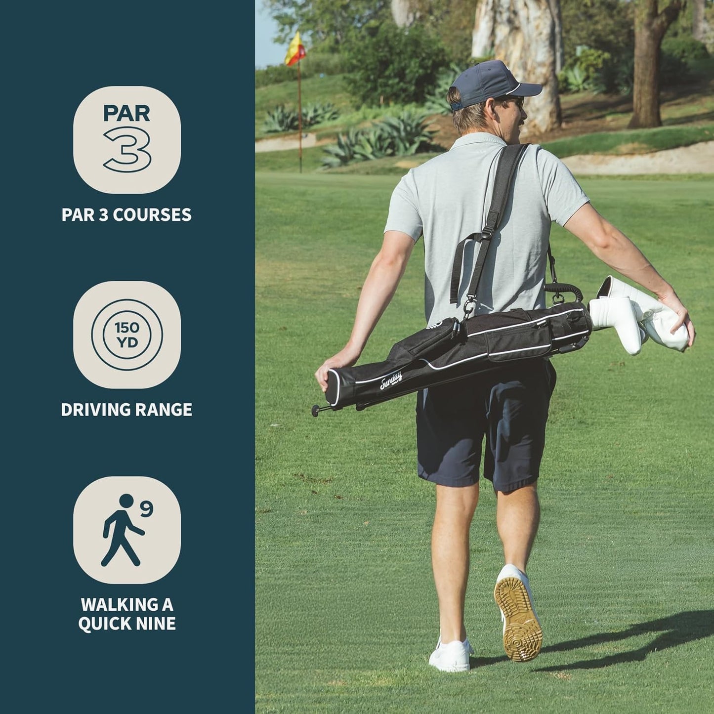 The Original Lightweight  Bag with Stand – Easy to Carry, Durable Pitch & Putt Bag for Driving Range, Par 3 & Executive Courses