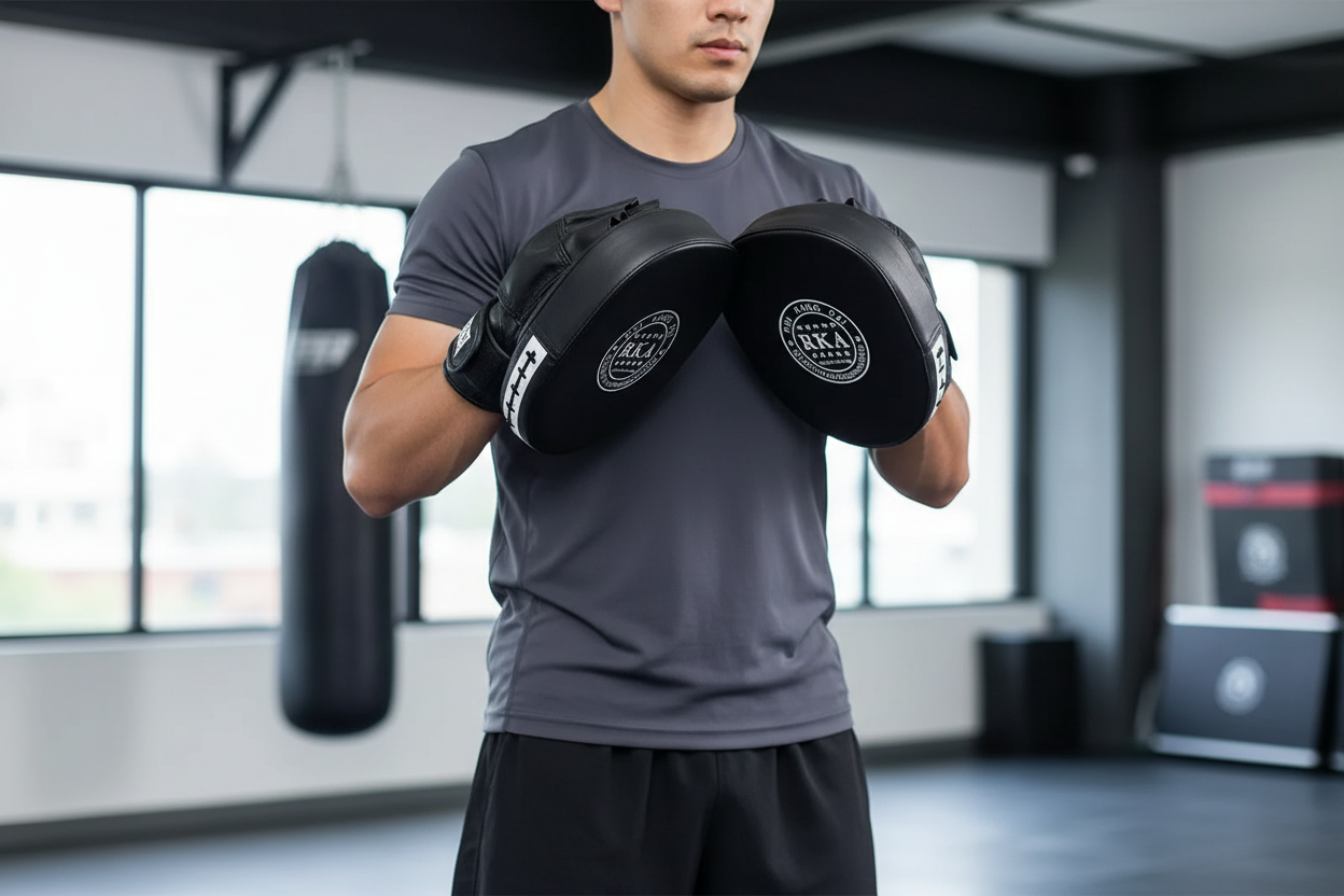Boxing Training Pads - Size Comparison (Black & White)