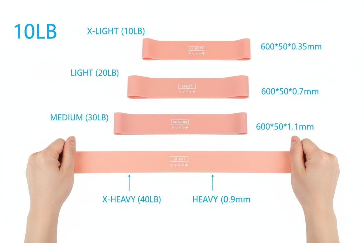 Elastic Resistance Bands - Size Comparison
