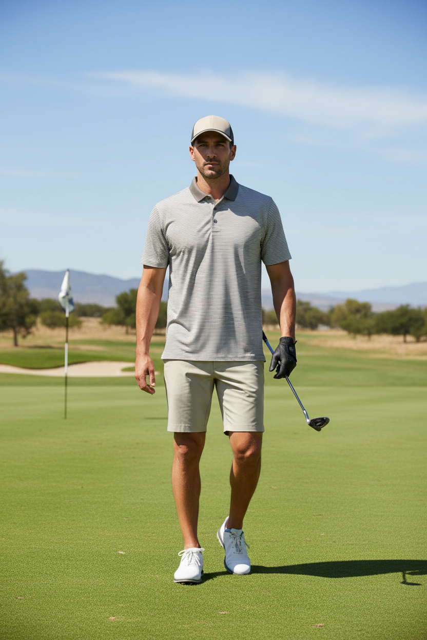 Golf Shirts - Size Comparison (Stone Striped)