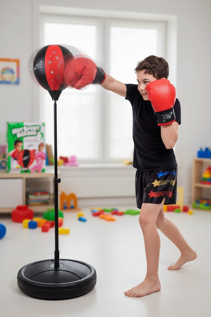 Kids Punching Bag - Action (Red Gloves)