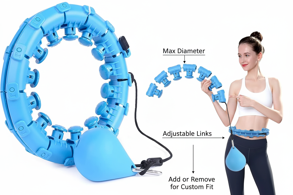 Weighted Hula Hoop - Size Comparison (Baby Blue)